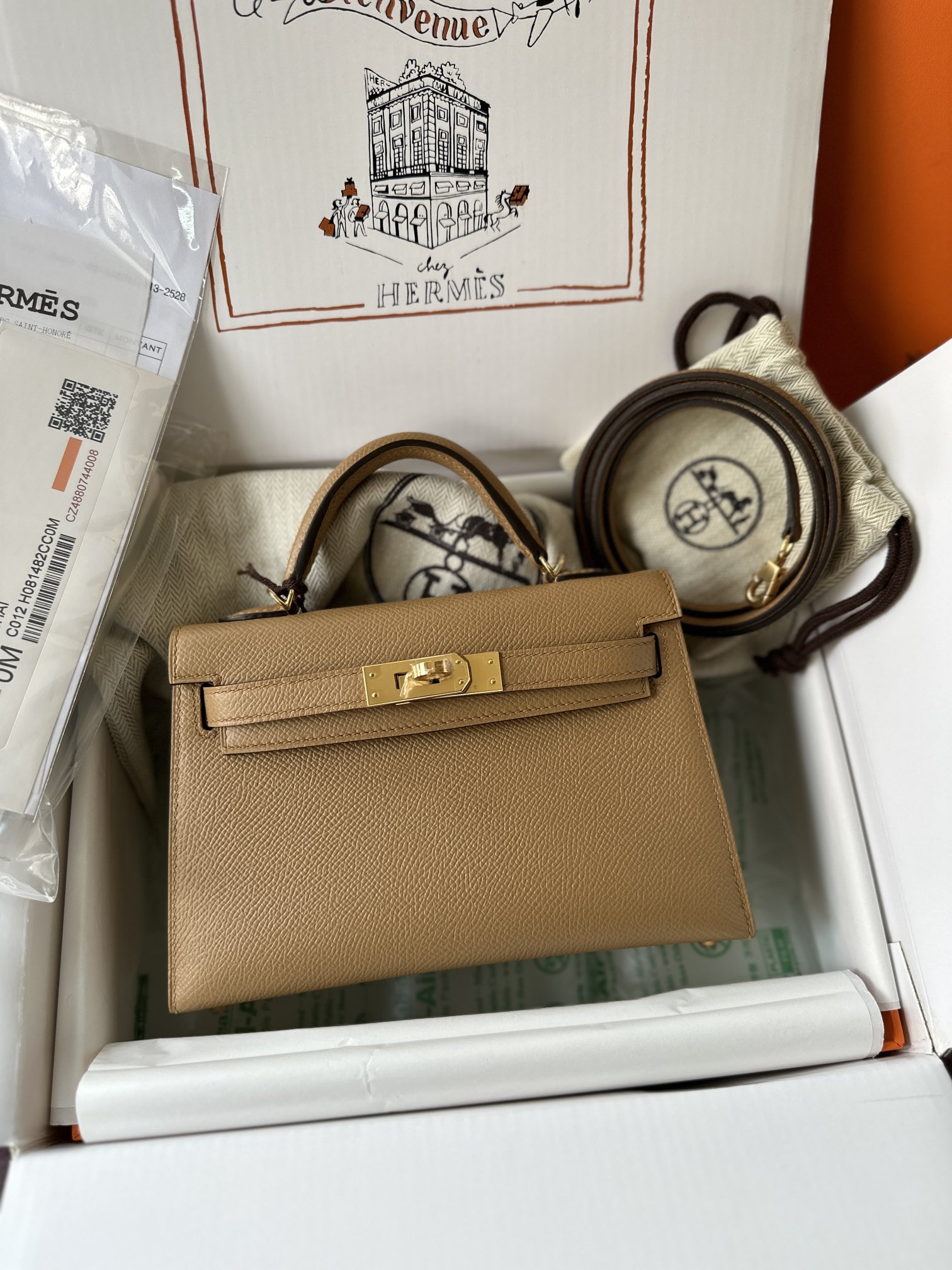 에르메스 미니 켈리백 20 카멜 금장 앱송